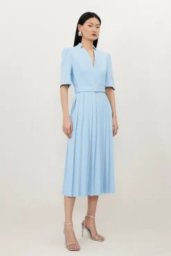 Tall Structured Crepe Forever Pleated Midi Dress