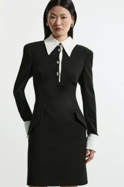 Tall Tailored Crepe Mini Shirt Dress