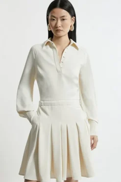 Tall Tailored Crepe Pleated Mini Dress