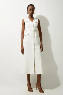 Tall Tailored Safari Belted Midi Dress