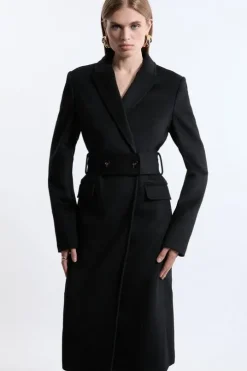 Tall Tailored Wool Blend Belted Midi Coat