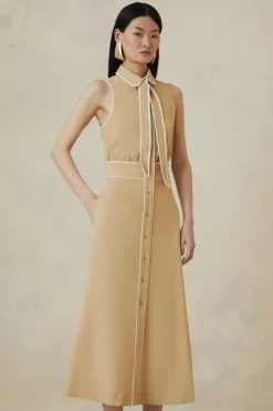 Tall The Founder Contrast Tipped Sleeveless Tailored Shirt Dress