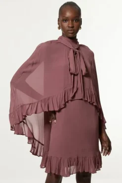 Tall Viscose Georgette Cape Woven Mini Dress