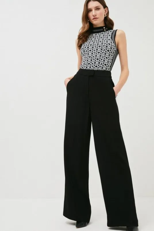 Tall Viscose Satin Back Crepe Wide Leg Pants