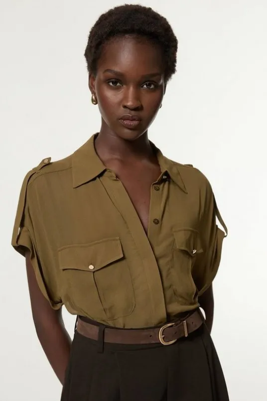 Tall Woven Viscose Short Sleeved Shirt