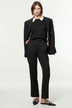 Technical Crepe Tailored Straight Turn Up Hem Pants