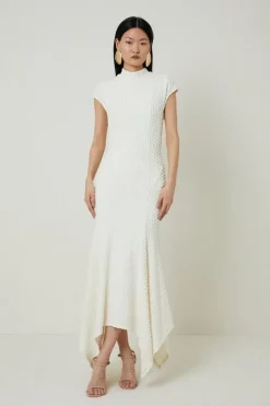 Textured Jersey Dramatic Hem Maxi Dress