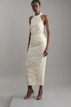 Textured Sequin Woven Pencil Skirt