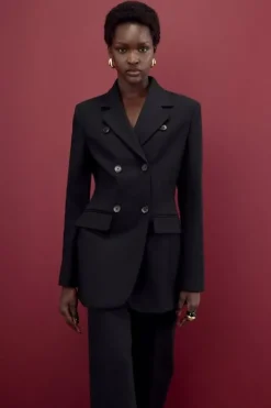 The Founder Compact Stretch Tailored Double Breasted Blazer