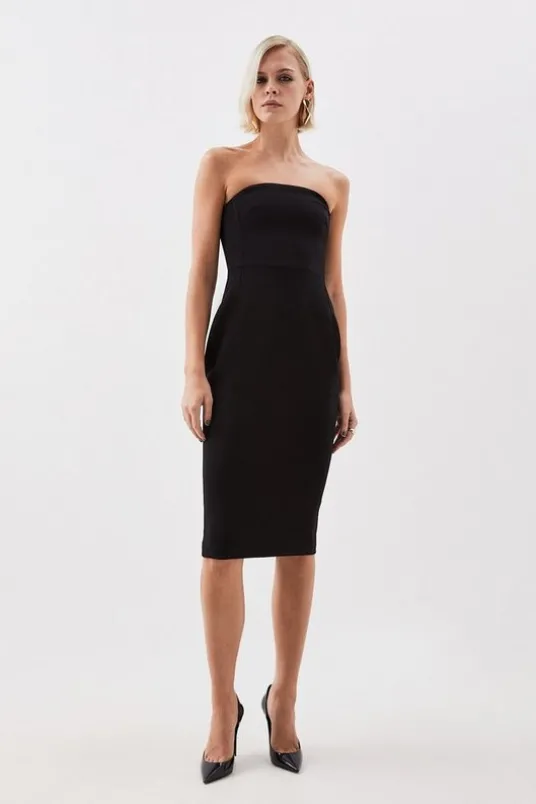 The Founder Compact Stretch Viscose Bandeau Pencil Midi Dress & Jacket Set