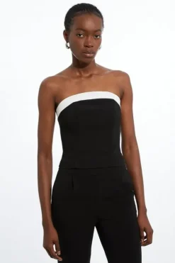 The Founder Petite Compact Stretch Viscose Contrast Detail Bandeau