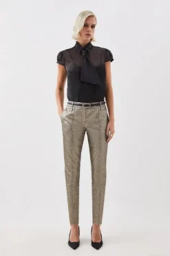 The Founder Petite Metallic Jacquard Slim Dress Pants