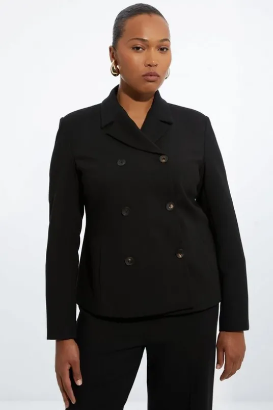 The Founder Plus Size Compact Stretch Double Breasted Blazer