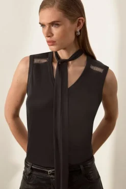 The Founder Premium Viscose Knit Chain Detail Top