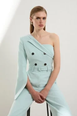 The Founder Tall Compact Stretch One Shoulder Tailored Jumpsuit