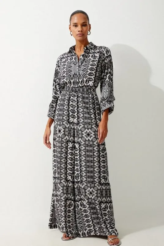 Tile Print Spun Viscose Beach Set