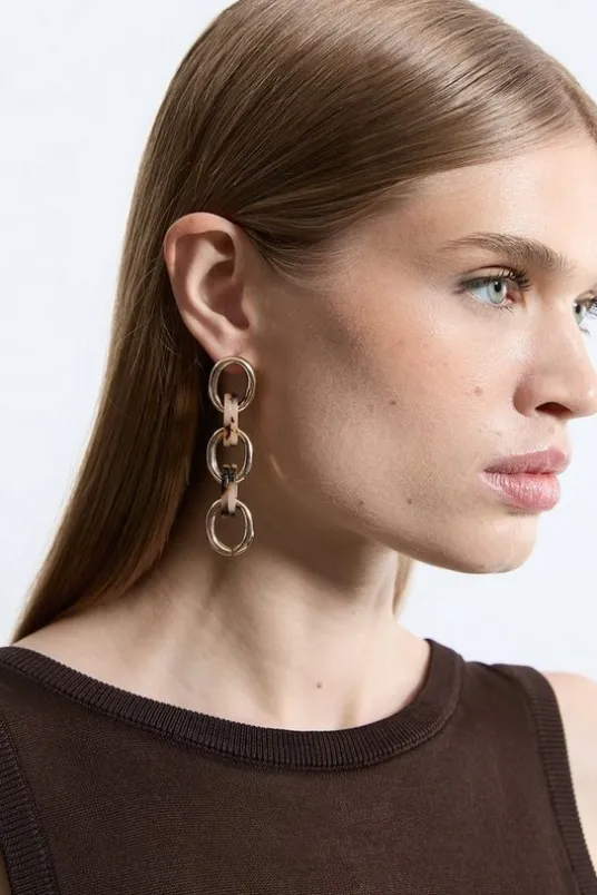 Tortoise Shell Gold Chain Earrings