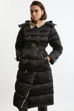 Trench Details Padded Puffer Coat