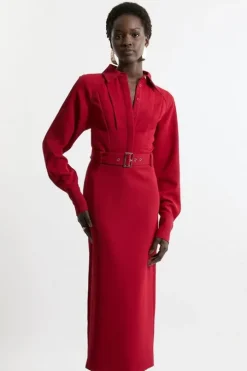 Twill Collared Woven Maxi Dress