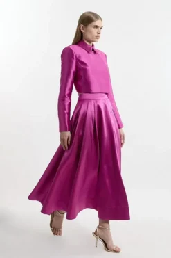 Twill Prom Woven Maxi Skirt