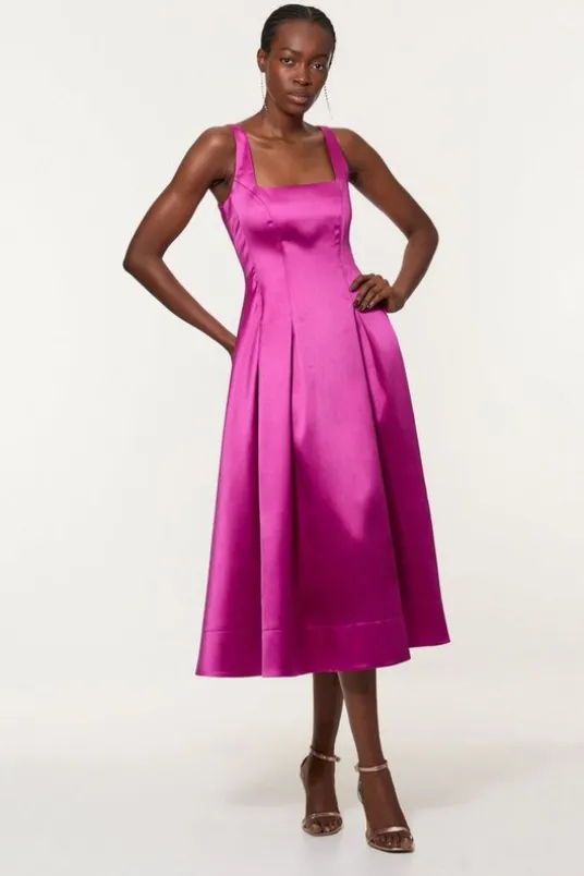 Twill Prom Woven Midi Dress