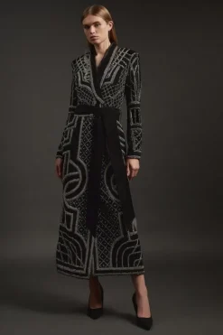 Velvet Embellished Woven Maxi Blazer Dress