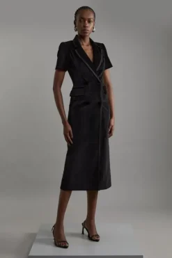 Velvet Groisgrain Double Breasted Blazer Dress