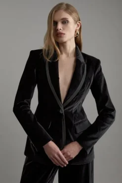 Velvet Groisgrain Tailored Blazer