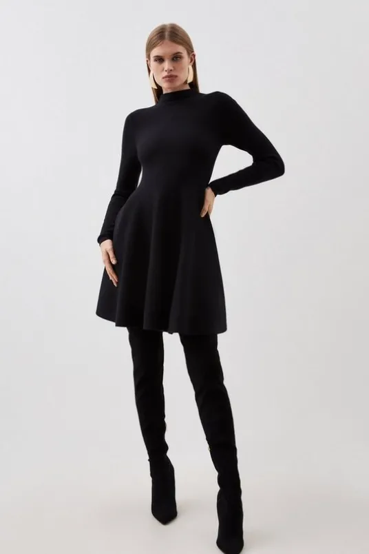 Viscose Blend Full Circle Knit Mini Dress