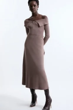 Viscose Blend Knit Midi Skirt