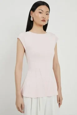 Viscose Blend Knit Peplum Top