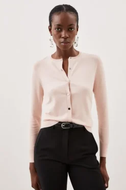 Viscose Blend Knitted Crew Neck Cardigan