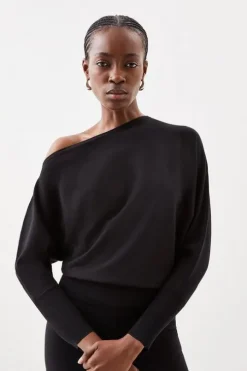 Viscose Blend Knitted Lounge Drop Shoulder Slouchy Top