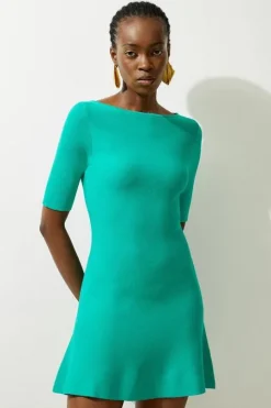 Viscose Blend Look Knit Flippy Mini Dress