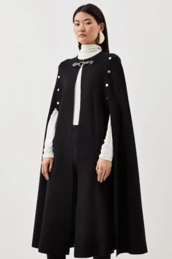 Viscose Blend Military Knit Longline Cape