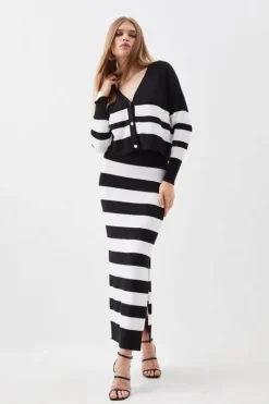 Viscose Blend Relaxed Stripe Cardi Co-Ord