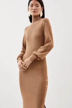 Viscose Blend Rib Knitted Midaxi Dress