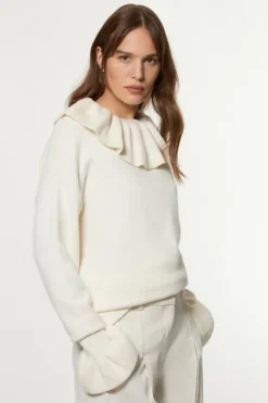 Viscose Blend Ruffle Detail Knitted Tunic