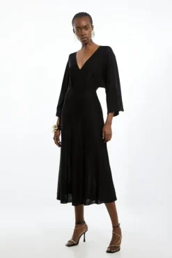 Viscose Blend Slinky Kimono Sleeve Knit Midaxi Dress