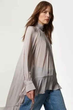 Viscose Georgette Drama Woven Maxi Blouse