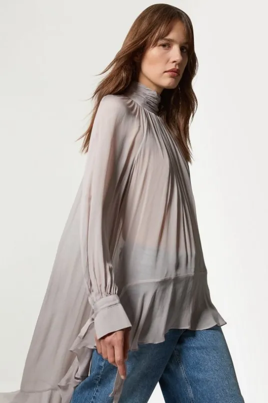 Viscose Georgette Drama Woven Maxi Blouse