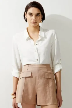 Viscose Linen Pocket Detail Shorts