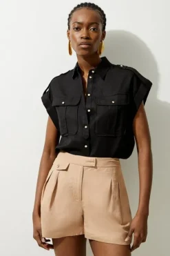 Viscose Linen Woven Boxy Shirt