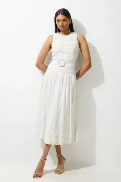 Viscose Metallic Thread Beaded Woven Maxi Dress