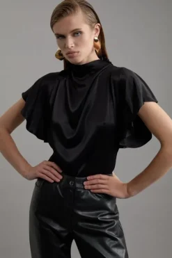 Viscose Satin High Neck Woven Blouse