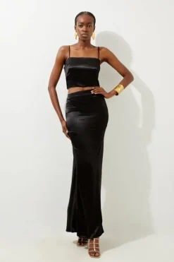 Viscose Satin Woven Top And Skirt Set