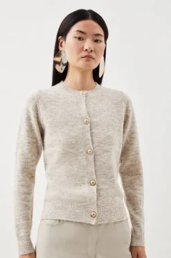 Wool Blend Cosy Crew Neck Knit Cardi