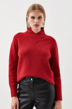 Wool Blend Cosy V Neck Knit Sweater