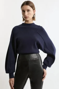 Wool Look Rounded Sleeve Knit Top