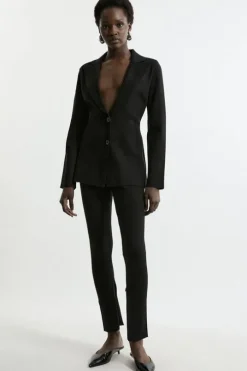 Wool Look Zip Hem Knit Pants